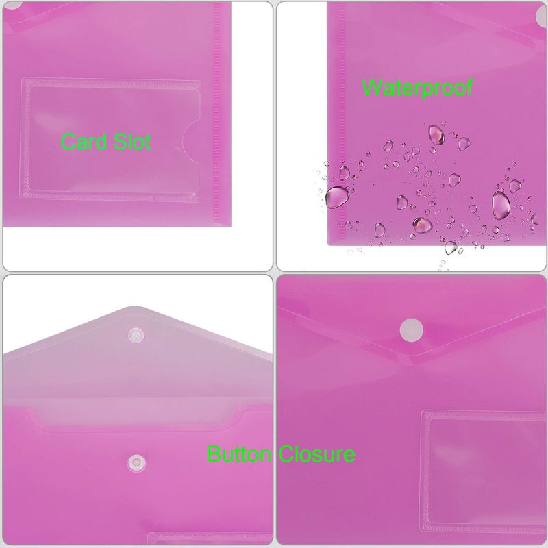CertBuy 48 Pack A5 Poly Envelope Folder with Snap Button, CertBuy Clear Plastic Envelopes Plastic Document Envelope for School,Home, Work, and Office Organization, 6 Assorted Colors - Image 4